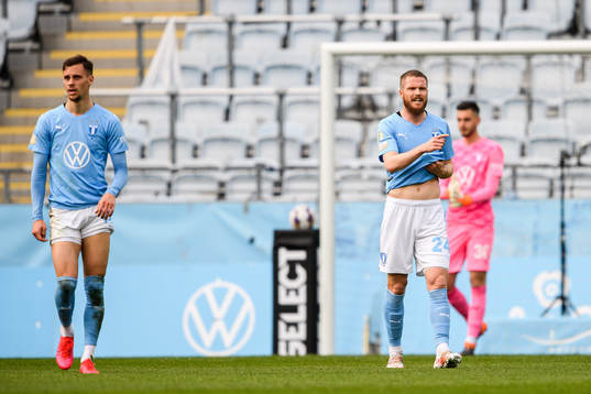 Malmö FFs Veljko Birmancevic och Lasse Nielsen deppar