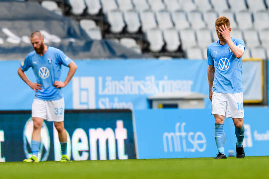 Malmö FFs Jo Inge Berget och Anders Christiansen deppar