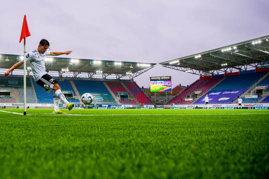 Stefano Vecchia of Rosenborg takes a corner kick