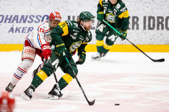 Timrås Hugo Reinhardt och Björklövens Zach Palmquist