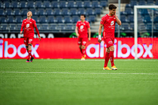 Filip Møller Delaveris of Brann looks dejected