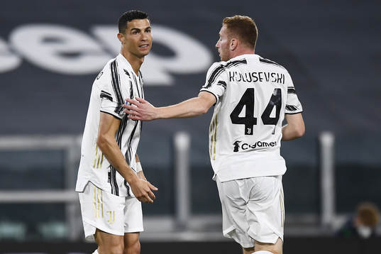 Cristiano Ronaldo and Dejan Kulusevski of Juventus