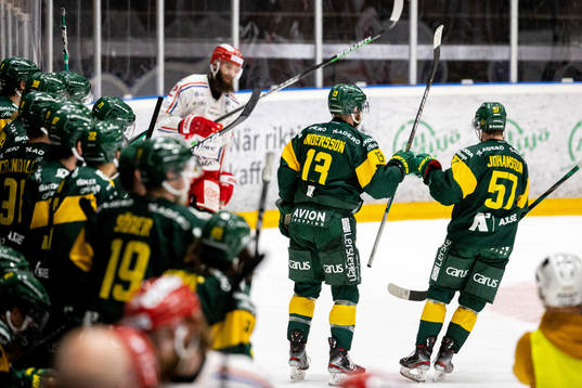 Björklövens Fredric Andersson och Karl Johansson  jublar