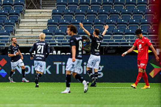 Veton Berisha of Viking celebrates