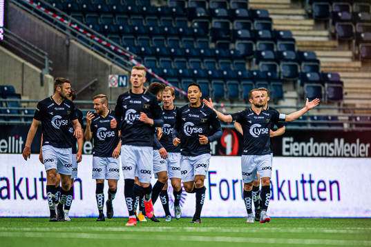 Veton Berisha of Viking celebrates