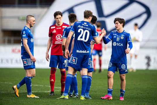 Sundsvalls Niklas Dalhström och Johan Bengtsson jublar