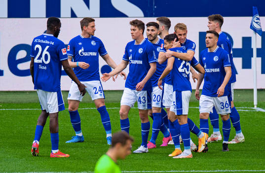 0 Tor, Jubel, durch Torschuetze Amine Harit (Schalke)