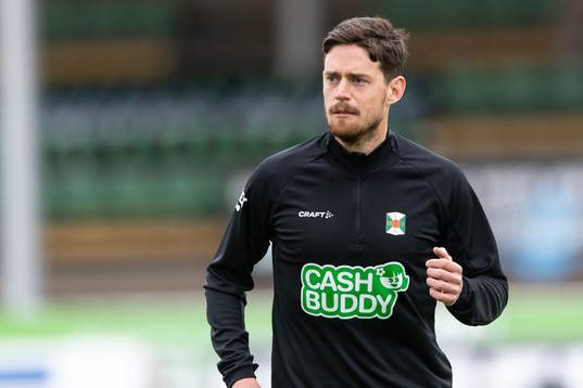 Varbergs Robin Tranberg före fotbollsmatchen i Allsvenskan