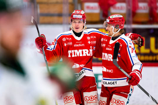Timrås Erik Walli Walterholm och Jakob Ragnarsson jublar