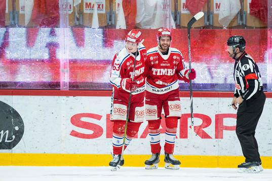 Timrås Erik Walli Walterholm och Viktor Lodin jublar