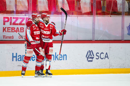 Timrås Albin Lundin och Albin Carlson jublar