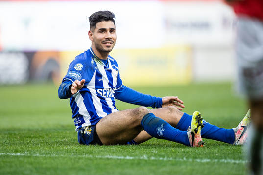 IFK Göteborgs Hosam Aiesh reagerar mot ett domslut