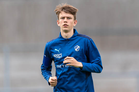 Halmstads Kazper Karlsson före fotbollsmatchen i