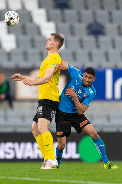 Mjällbys Jacob Bergström och Halmstads Amir Al-Ammari