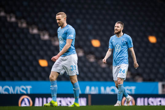 Malmö FFs Franz Brorsson och Lasse Nielsen deppar