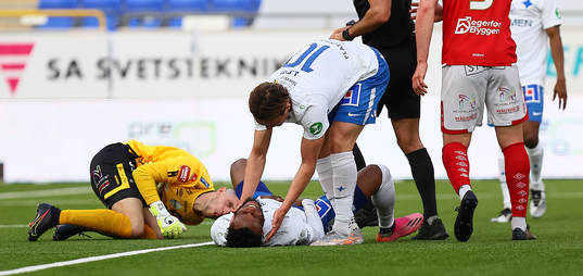 Efter kollision mellan Degerfors Jeffrey Gal och IFK