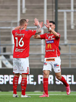 Degerfors Victor Edvardsen och Abdelrahman Saidi jublar