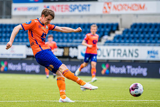 Kristoffer Ødemarksbakken of Aalesund scores the 1-0 goal