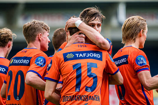 Kristoffer Ødemarksbakken of Aalesund celebrates with