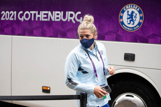 Millie Bright of Chelsea arrives at the arena Gamla Ullevi