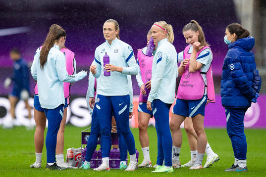 Magdalena Eriksson and Pernille Harder of Chelsea