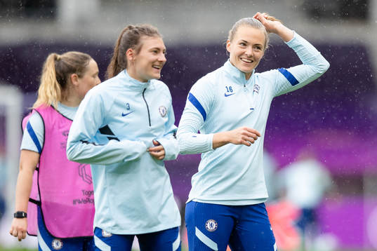 Hannah Blundell and Magdalena Eriksson of Chelsea