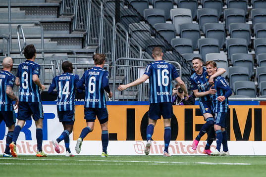 Djurgårdens Hampus Finndell jublar