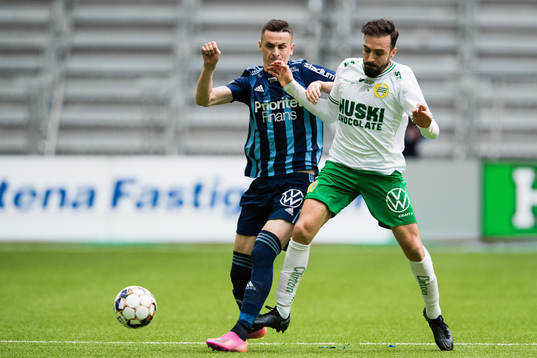 Djurgårdens Haris Radetinac och Hammarbys Abdul Khalili