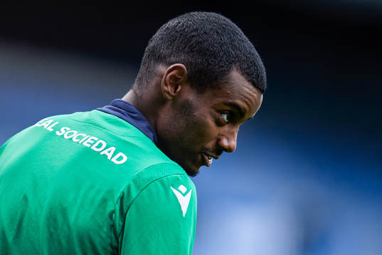 Alexander Isak of Real Sociedad looks