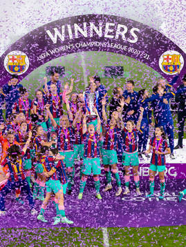 Barcelona celebrates with the trophy