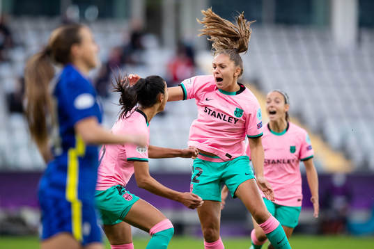 Lieke Martens and Leila Ouahabi of Barcelona celebrates