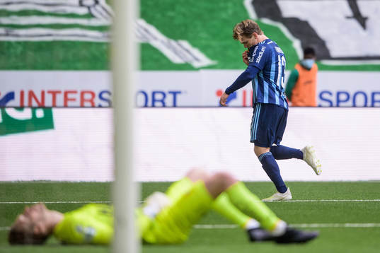 Djurgårdens Hampus Finndell jublar