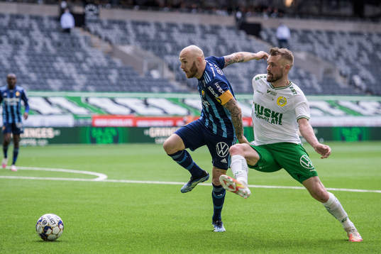 Djurgårdens Magnus Eriksson och Hammarbys Mads Fenger
