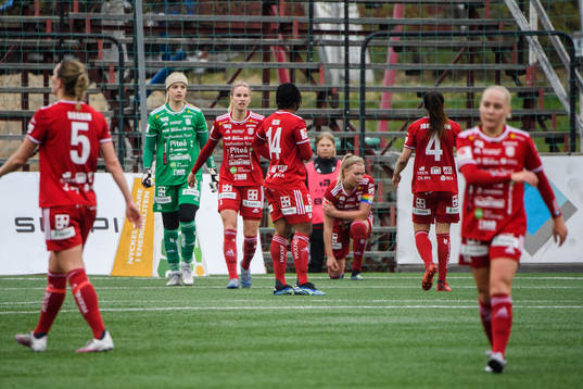 Piteås Ellen Löfqvist och målvakt Guro Pettersen deppar