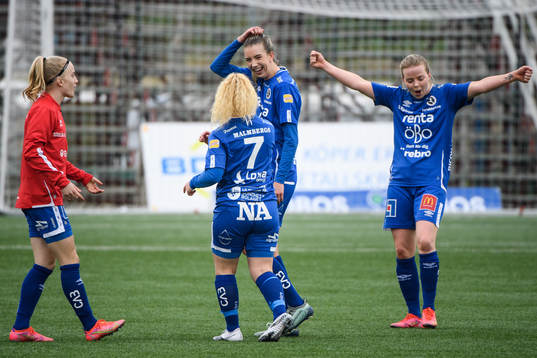 Örebros Sophia Redenstrand och Wilma Öhman jublar