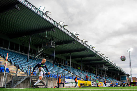Mikkel Maigaard of Strømsgodset takes a corner kick