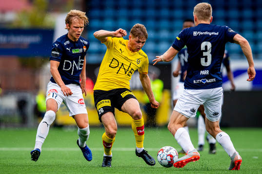Tobias Fjeld Gulliksen of Strømsgodset and Lars Ranger of