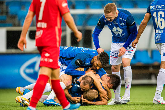 Fredrik Aursnes of Molde celebrates