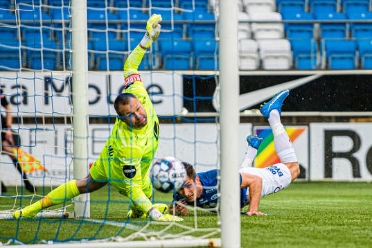 Kristoffer Haugen of Molde scores a disallowed goal