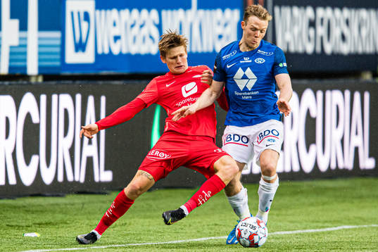 Erling Knudtzon of Molde and David Møller Wolfe of Brann