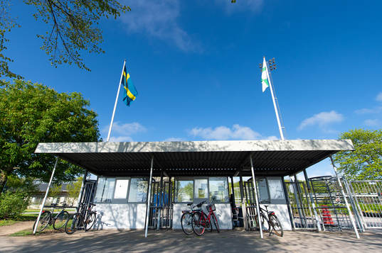 <Varberg Energi Arena före fotbollsmatchen i Allsvenskan