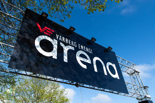 Varberg Energi Arena före fotbollsmatchen i Allsvenskan