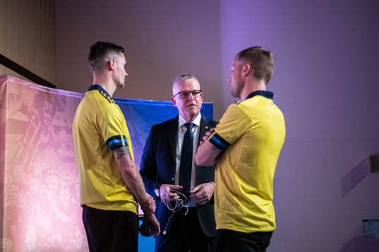 Sebastian Larsson, Mikael Lustig and head coach Janne