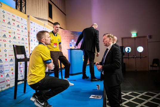 Sebastian Larsson, Mikael Lustig and assistant coach Peter