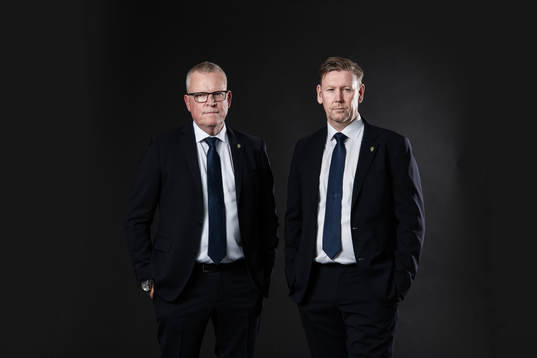 Janne Andersson, förbundskapten, och Peter Wettergren,