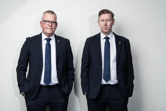 Janne Andersson, förbundskapten, och Peter Wettergren,