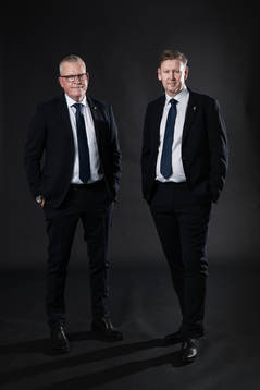 Janne Andersson, förbundskapten, och Peter Wettergren,
