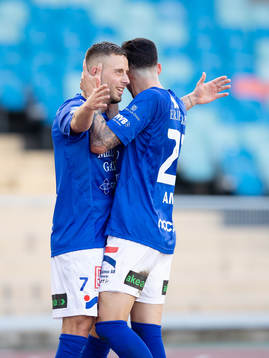 Trelleborgs Petar Petrovic jublar ihop med Simon Amin