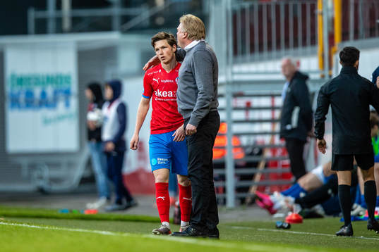 Helsingborgs Max Svensson och tränare Jörgen Lennartsson