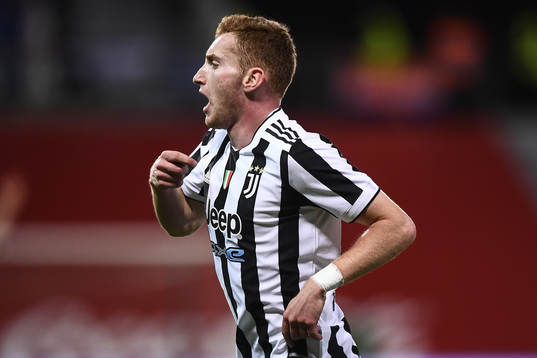 Dejan Kulusevski of Juventus celebrates scoring